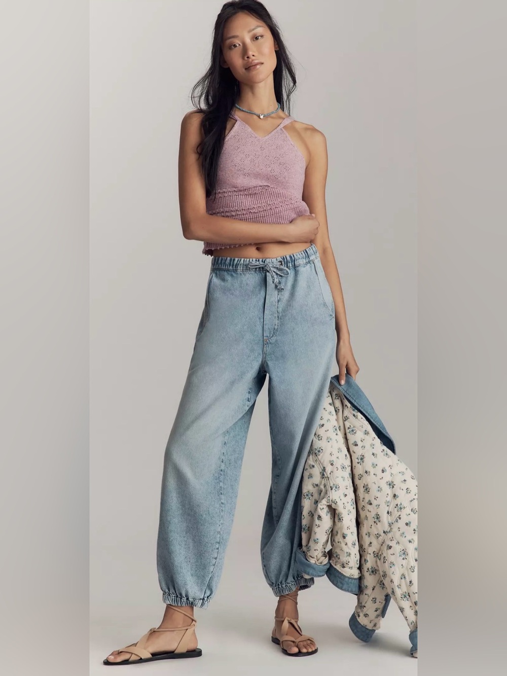 Anthropologie Beachy Cargo High Rise Parachute Jean M Jegging Blue Cuff NWT $125